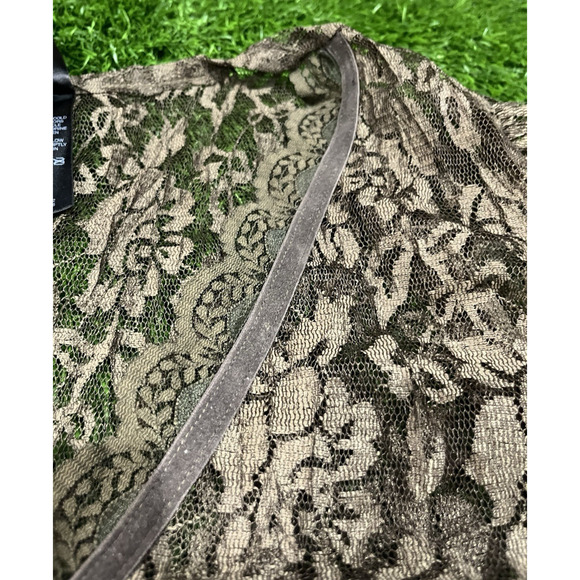 DKNY Lace Blouse in Olive and Cream - Picture 7 of 10